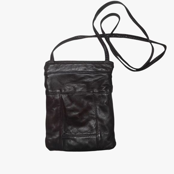 Vintage Mini Soft Brown Leather Crossbody Bag Zippered Pockets Made In Canada - Picture 1 of 11